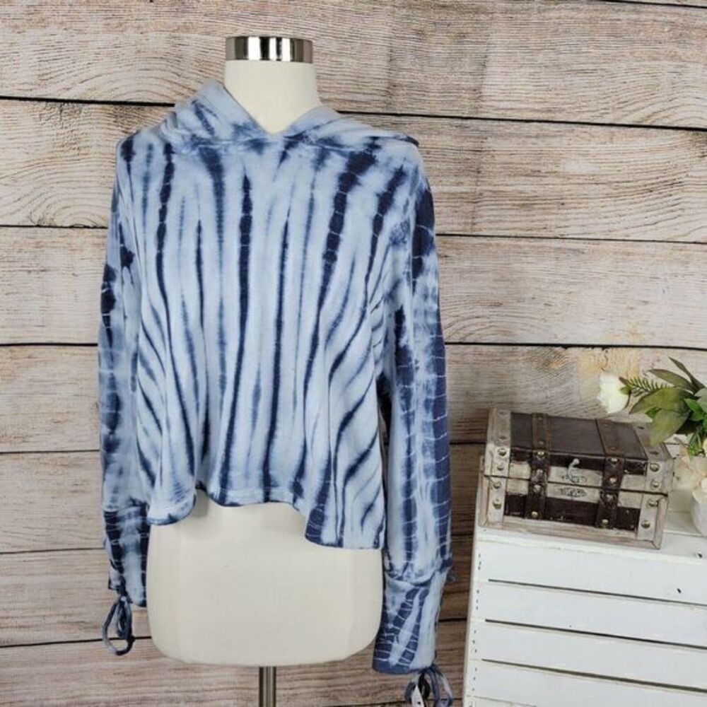 NWT CHASER Cashmere Fleece Lace Up Tie Dye Pullover Hoodie Medium